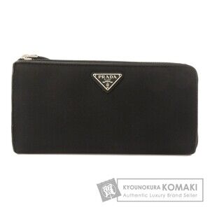 Prada Logo Plate Long Wallet Nylon